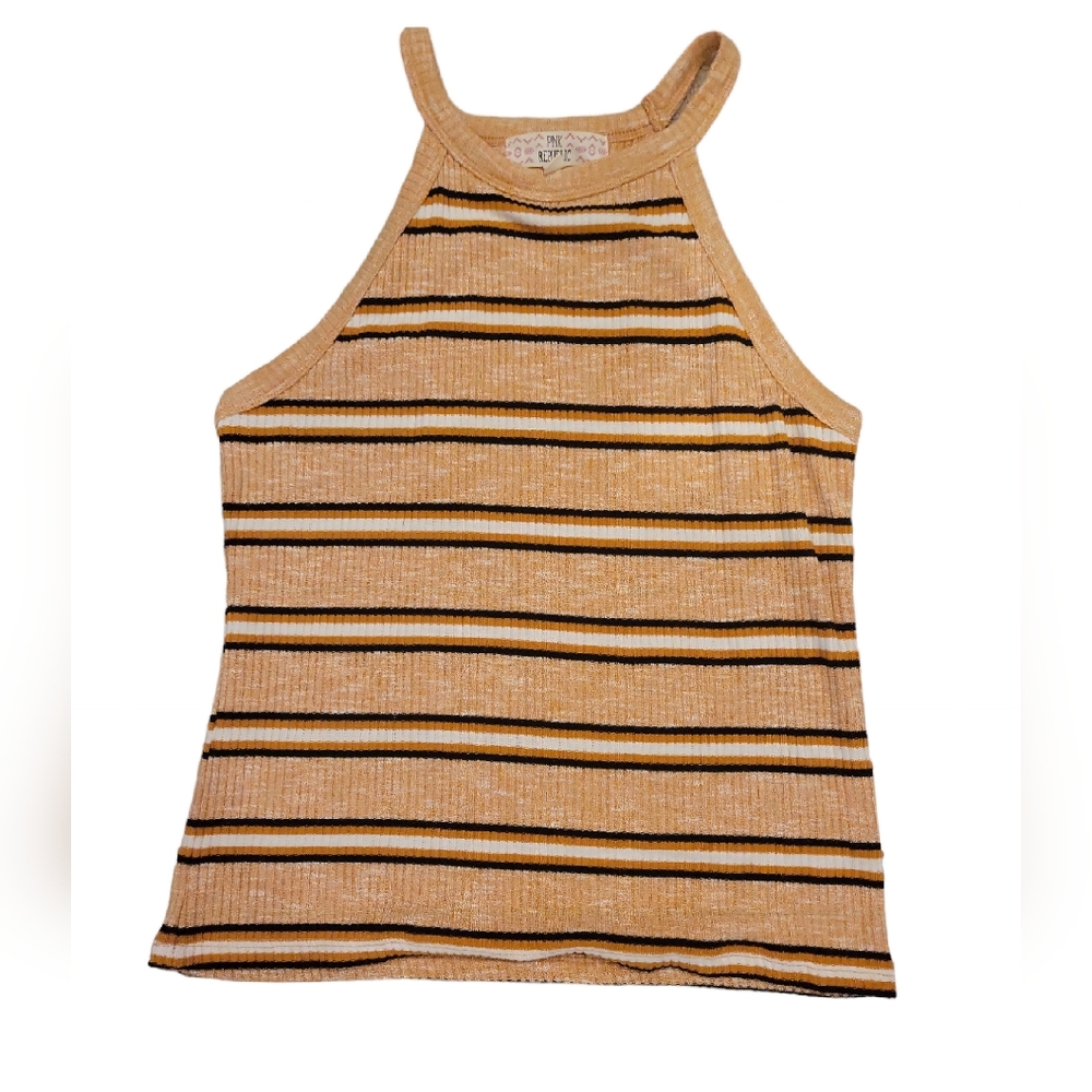 large Pink Republic orange fitted ribbed tank